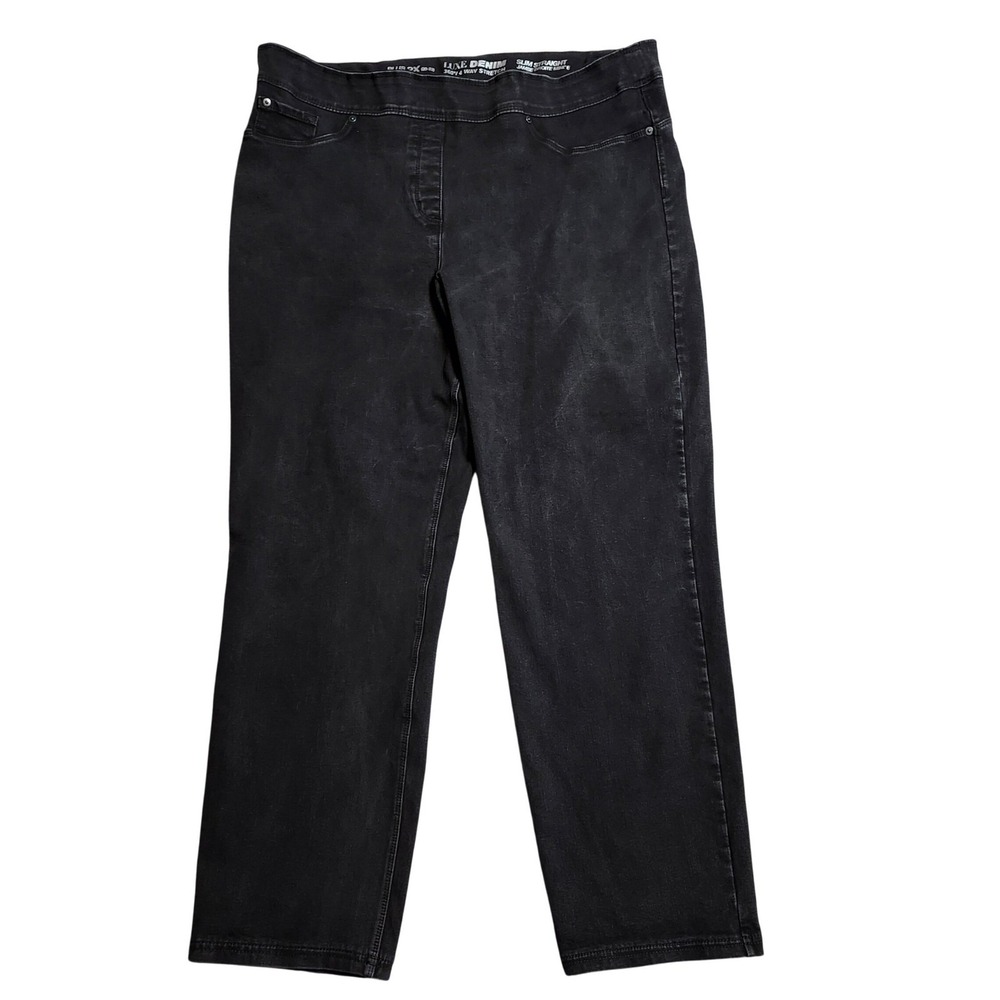 Luxe Denim Slim Straight Jeans Plus 2X Black 4-Way Stretch Pull On Pants 20-22
